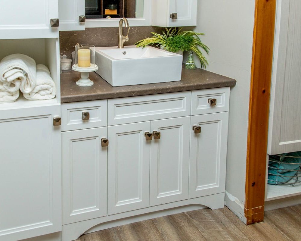 Custom Bathroom Vanity, Cabinet and Shelves